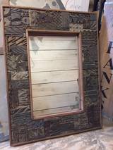 Mirror Made from Antique Carved Print Blocks