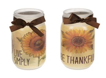 Thankful & Live Simply Candles in Jars