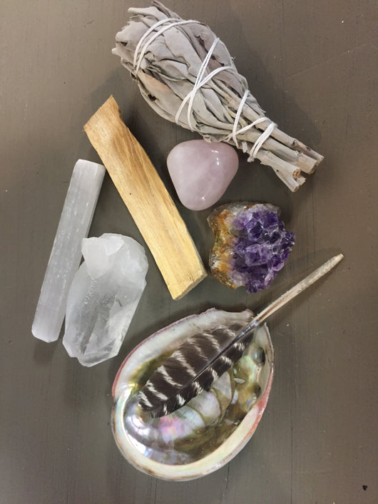 Cleansing Smudging Kit with Crystals
