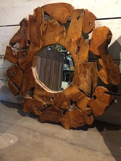 Organic Shaped Wood Slab Mirror