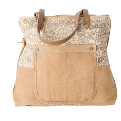 CREAM FLORAL TOTE BAG | Recycled Canvas Bag
