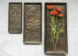 Decorative Embossed Metal Trays, Antique Copper Finish, Set of 3