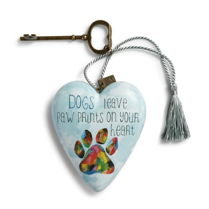 Dogs Leave Paw Prints on Your Heart - Art Heart Ornament