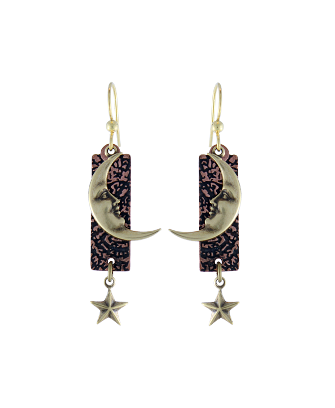 copper moon earrings