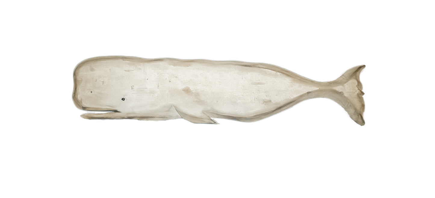 60" Wooden Whale Carving - White Wash